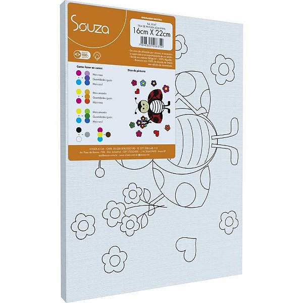 Tela para Pintura Riscada 16X22CM. Joaninha PCT.C/06