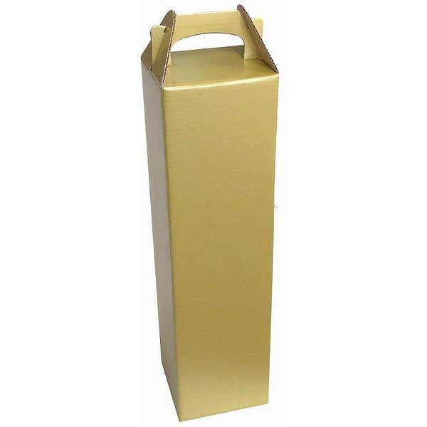 Sacola para Garrafa Caixa Dourado 9X9X37 Simples PCT.C/10