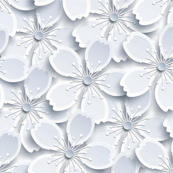 Plastico Adesivo 45CMX15M White Flowers Rolo