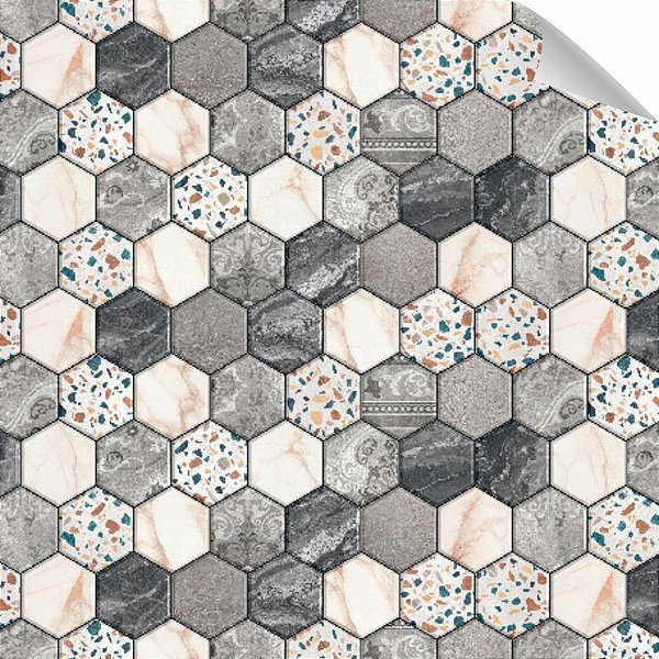 Plastico Adesivo 45CMX15M Azulejo Colmeia Rolo