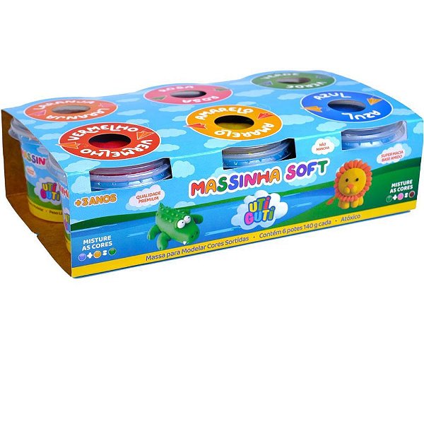 Massa para Modelar Pote 140G. KIT C/6 Cores KIT