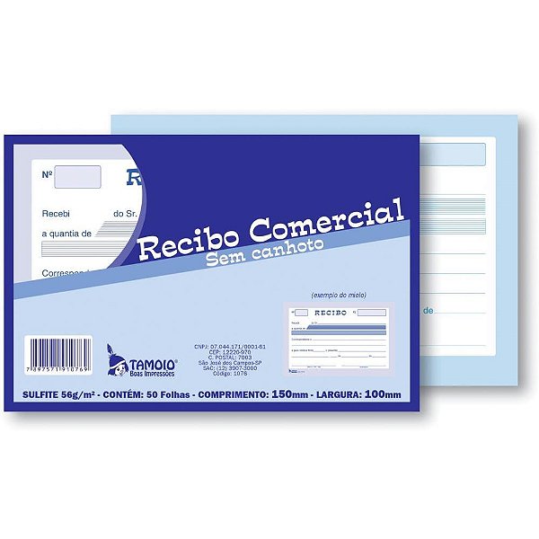 Impresso Recibo Comercial sem Canhoto 50F PCT.C/20
