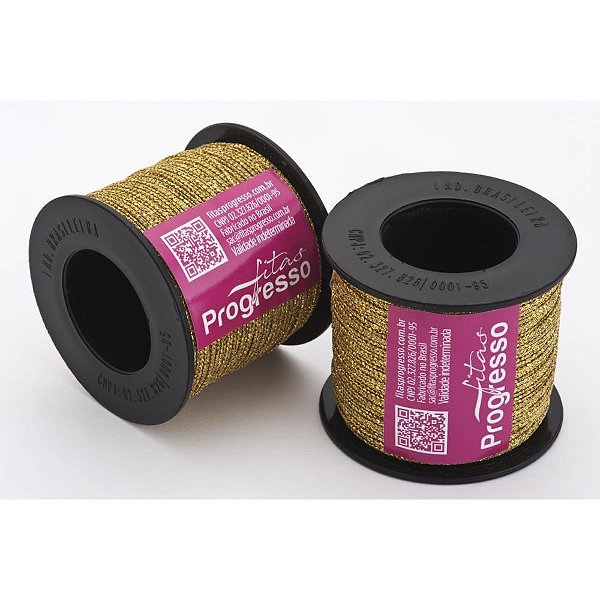 Fita Metalizada 1MM 100M. Ouro Cordao Aramado Carretel