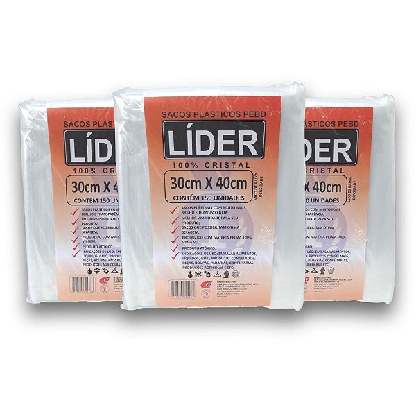 Saco Plastico 30X40X0,06 Saco PEBD 800MM PCT.C/150