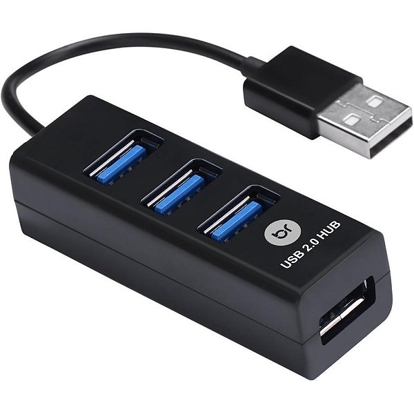 Hub Mini USB 2.0 4 Portas Preto
