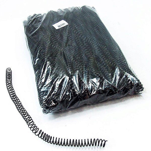 Espiral para Caderno 12MM Preto C/100UN. P/70FLS. Pacote