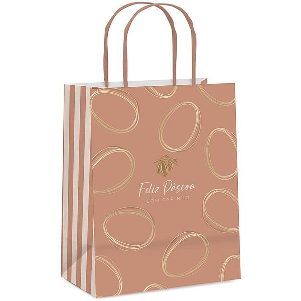 Sacola Decorada Pascoa Terracota Suave M 26X19,5X9,5C PCT.C/10