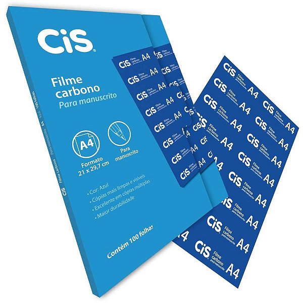 Papel Carbono para Lapis CIS Filme Azul A-4 CX.C/100