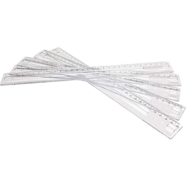 Regua de Poliestireno Transparente 30CM. CX.C/24