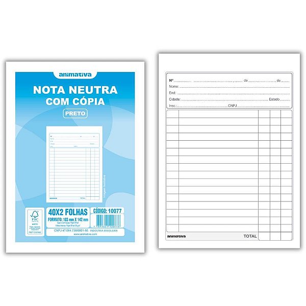 Impresso Talao Nota Neutra 1/36 40X2 104X143 PCT.C/20