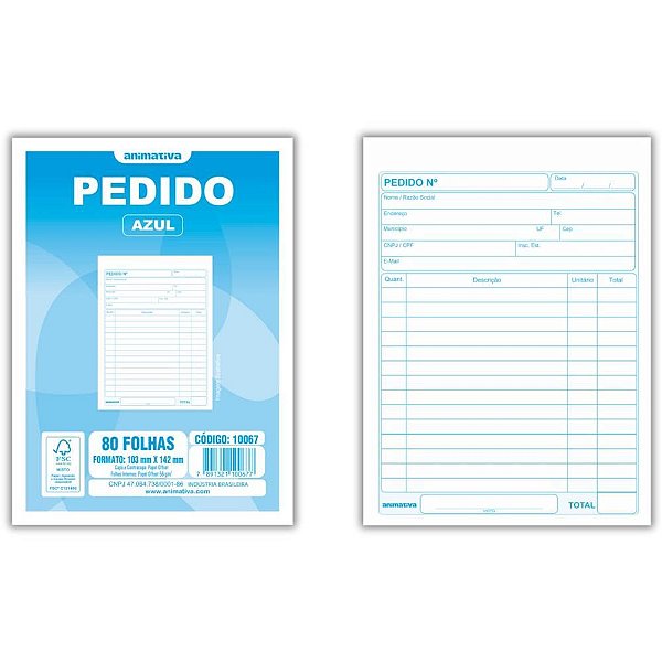 Impresso Talao de Pedido 1/36 I Via 40 Folhas Azul PCT.C/20