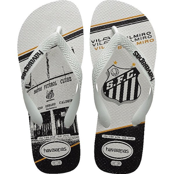Chinelo Havaianas Licenciado TOP Santos 37/8 Branco PAR (7909989146514)