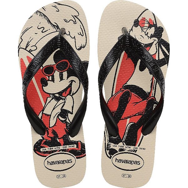Chinelo Havaianas Licenciado TOP Disney 35/6 Bege Palha PAR