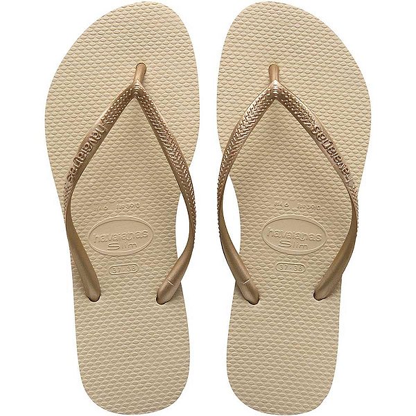 Chinelo Havaianas Feminino SLIM 39/0 AREIA/DOURADO PAR