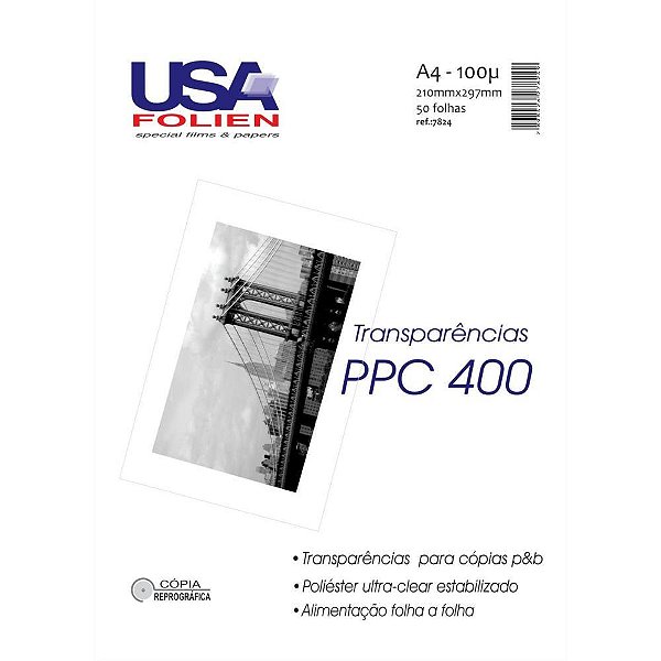 Transparencia Copiadora Preta PPC400 A4 210X297 S/TARJA 100M PCT.C/50