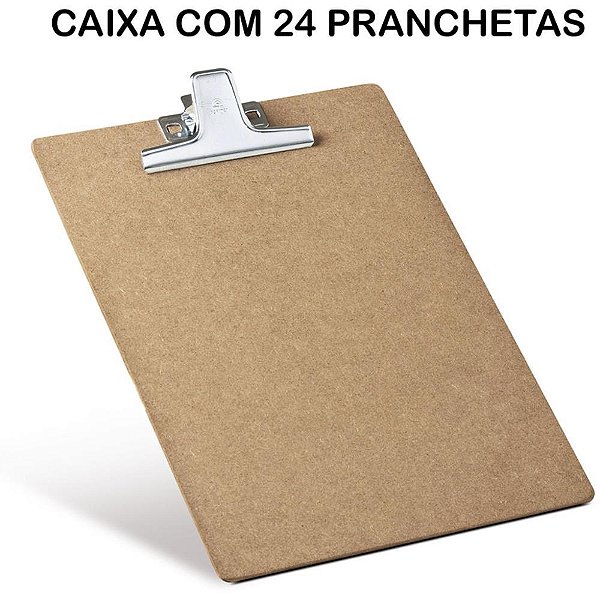 Prancheta Duratex OF/A4 MDF C/PRENDEDOR Metal CX.C/24