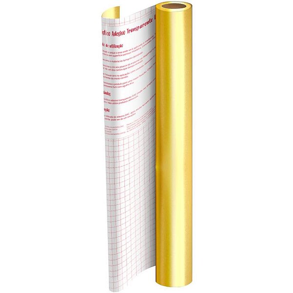 Plastico Adesivo 45CMX10M Metalico Dourado PP 0,08 Rolo