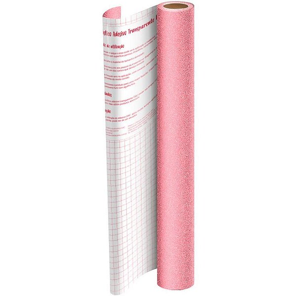 Plastico Adesivo 45CMX10M Gliter Rosa PP 0,10 Rolo