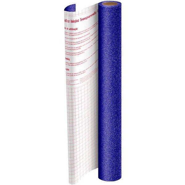 Plastico Adesivo 45CMX10M Gliter Azul PP 0,10 Rolo
