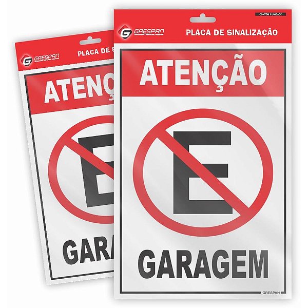 Placa de Sinalizacao Cuidado Garagem 20X30CM. PCT.C/05