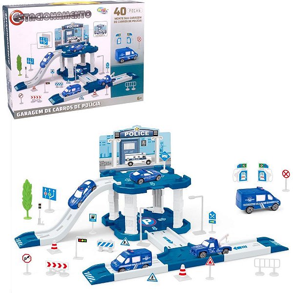 Pista ESTAC. Carros Policia 40 Pecas