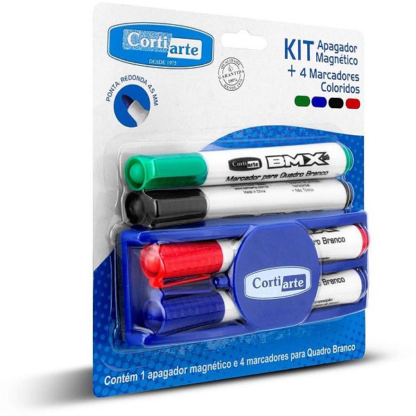 Pincel Quadro Branco 4 MARCADORES+1 Apagador MAGN KIT