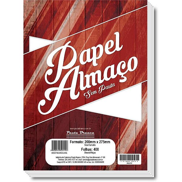 Papel Almaco sem Pauta 200X275MM 50G PCT.C/400