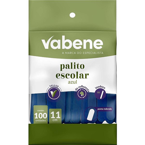 Palito de Madeira P/SORVETE Ponta Redonda Azul PCT.C/100 (7908840300270)