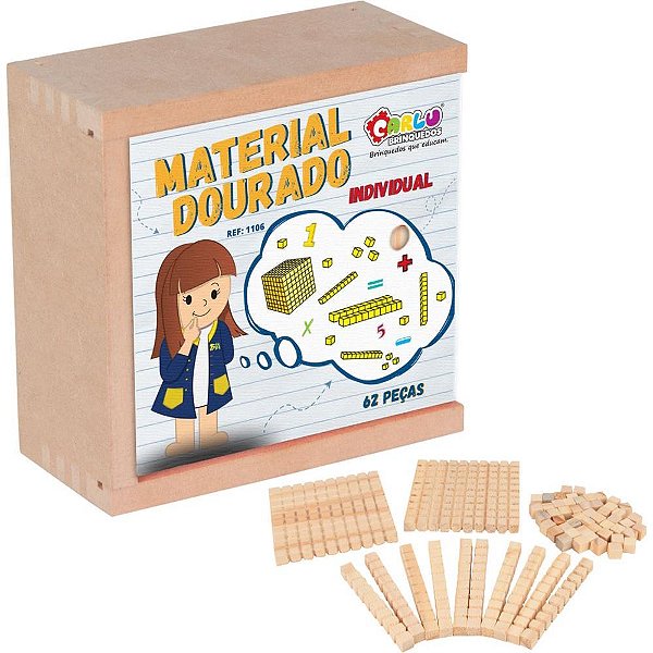 Material Dourado Caixa em Madeira 62PECAS