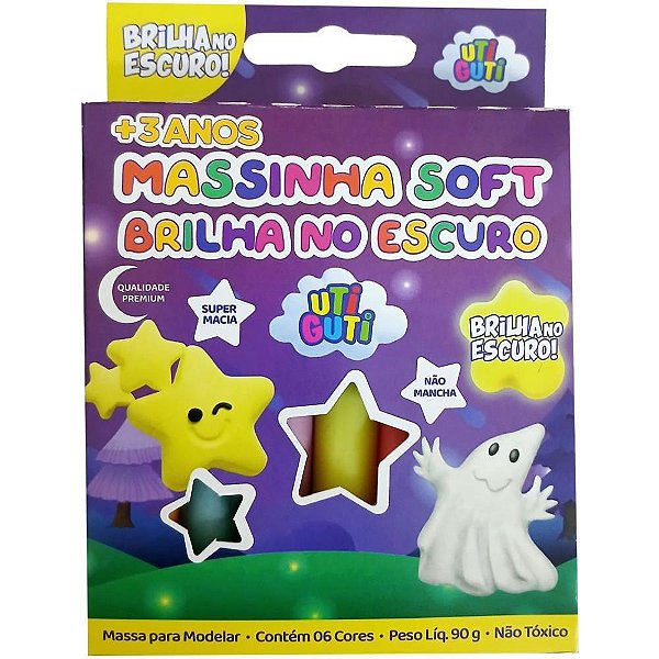 Massa para Modelar Utiguti 6CORES Brilha NO ESCUR