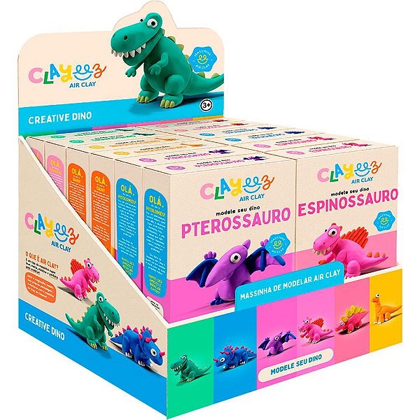 Massa para Modelar Criativa Clayeez Creative Dino 38G (S) DP.C/12