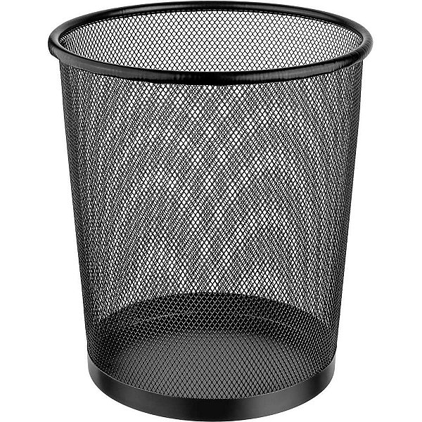 Lixeira para Escritorio Metal Redonda 8,5L Preta 23X26