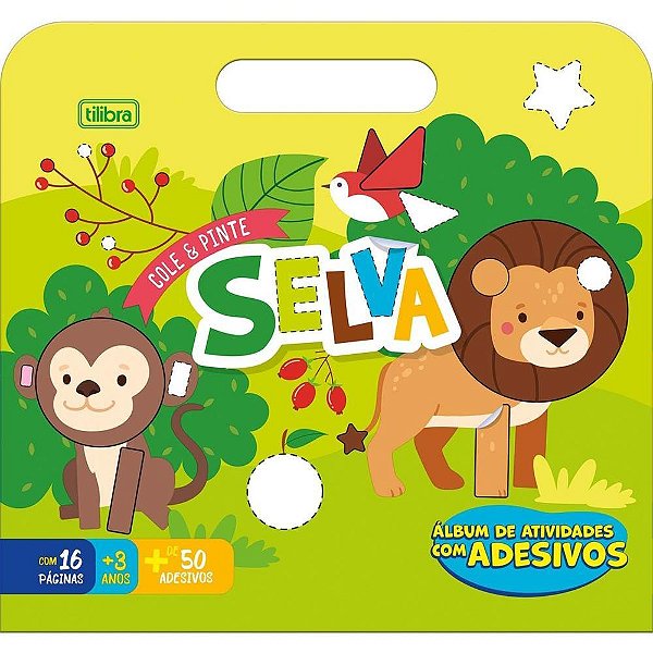 Livro com Adesivos Cole e Pinte Selva 16P Maleta PCT.C/05