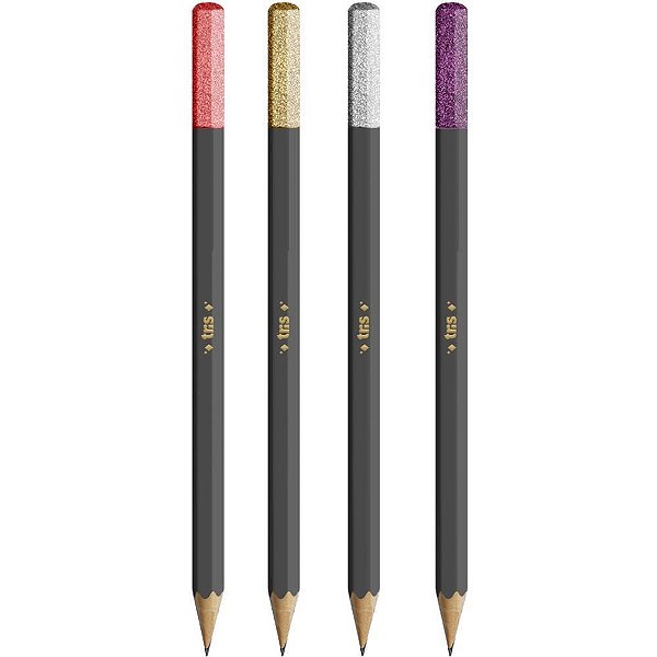 Lapis Preto Sextavado TRIS FANCY 4 Cores POTE-36