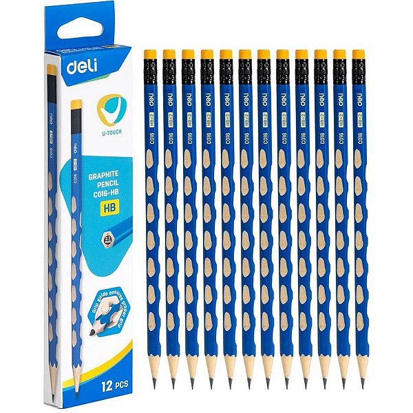 Lapis Preto Sextavado Decorado HB Ergonomico C/BORRACHA BL.C/12