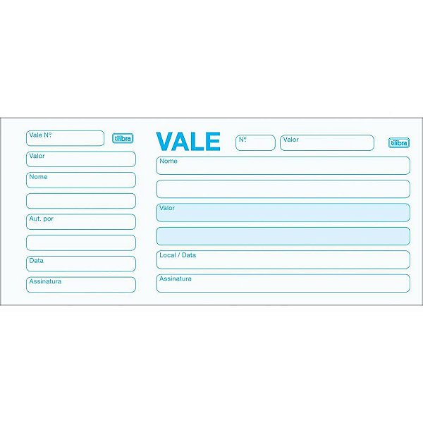 Impresso Vale 50 Folhas com Canhoto PCT.C/20