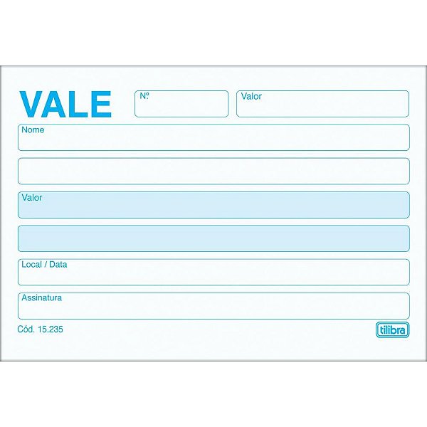 Impresso Vale 100 Folhas sem Canhoto PCT.C/20