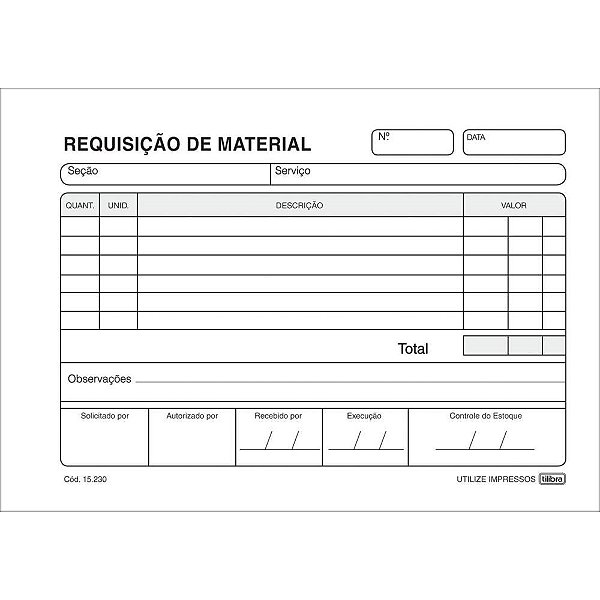 Impresso Requisicao Material SIMPLIF.50F.154X107 PCT.C/20