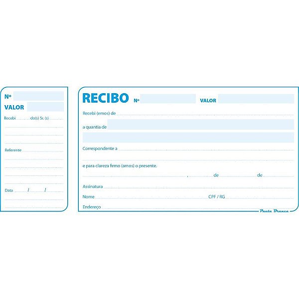 Impresso Recibo Comercial C/CANHOTO 50F 200X88 PCT.C/20