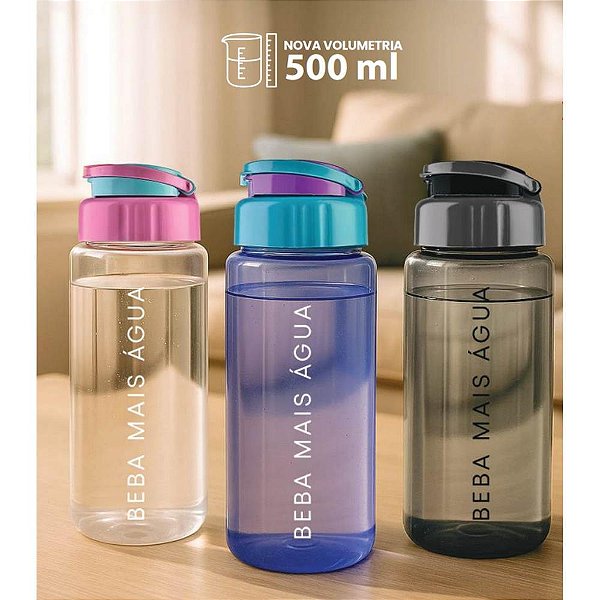 Garrafa Plastica Atenas 500ML Azul C/MEDIDOR
