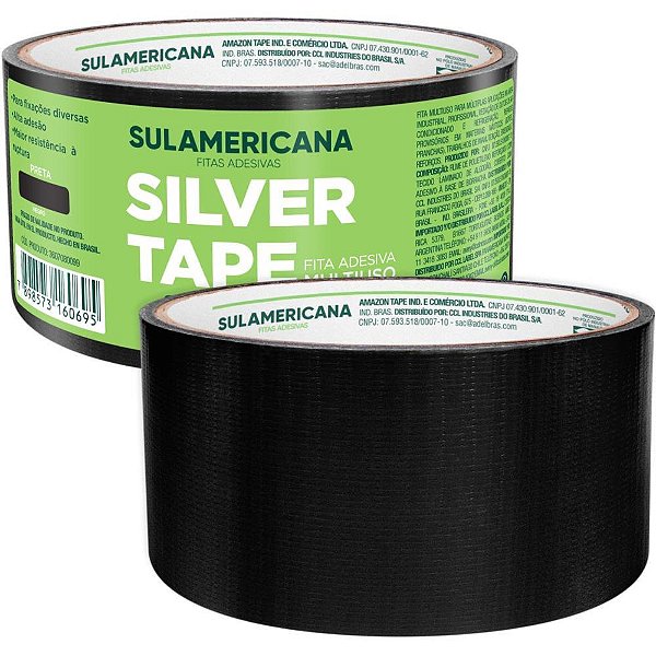 Fita de ALTA Resistencia Silver Tape Preta 48MMX5M. (7898573160695)