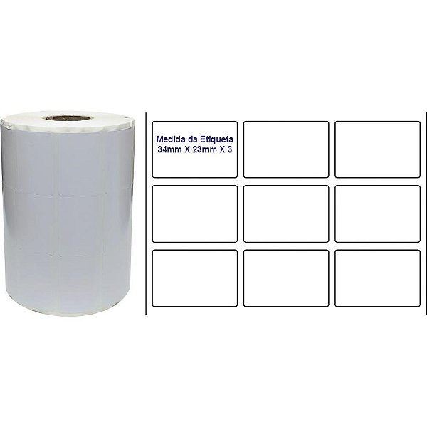 Etiqueta para Codigo de Barras Couche 34X23X30M 3CARREIRAS Rolo (7897357104719)