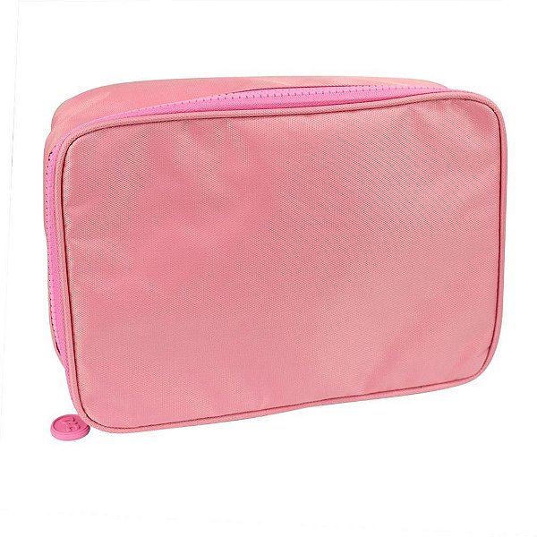 Estojo BOX Tecido Rosa C/DIVISORIAS
