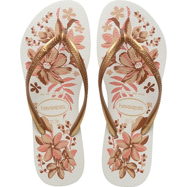 Chinelo Havaianas Feminino SLIM Organic 37/8 BRANCO/OURO PAR