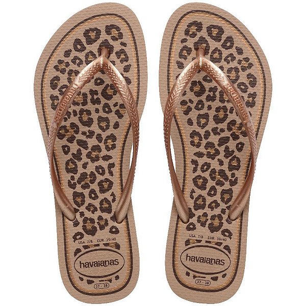 Chinelo Havaianas Feminino SLIM Animals 39/0 Rose GOLD PAR