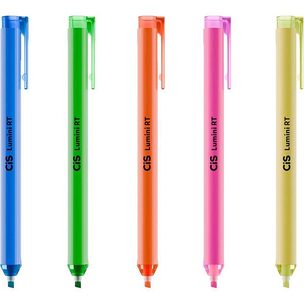 Caneta Marca Texto CIS Lumini Retratil 5 Cores DP.C/18