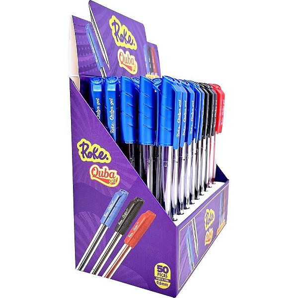 Caneta GEL Roke Quba  0.6MM PT/AZ/VM DP.C/50
