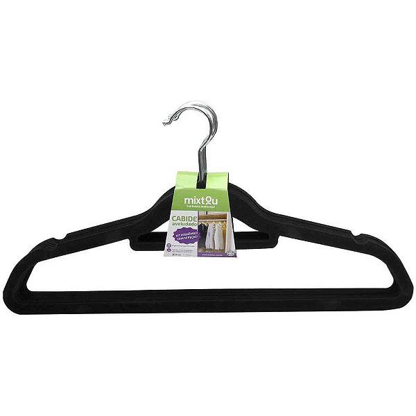Cabide Veludo Preto C/10 Unidades KIT (7899744084192)