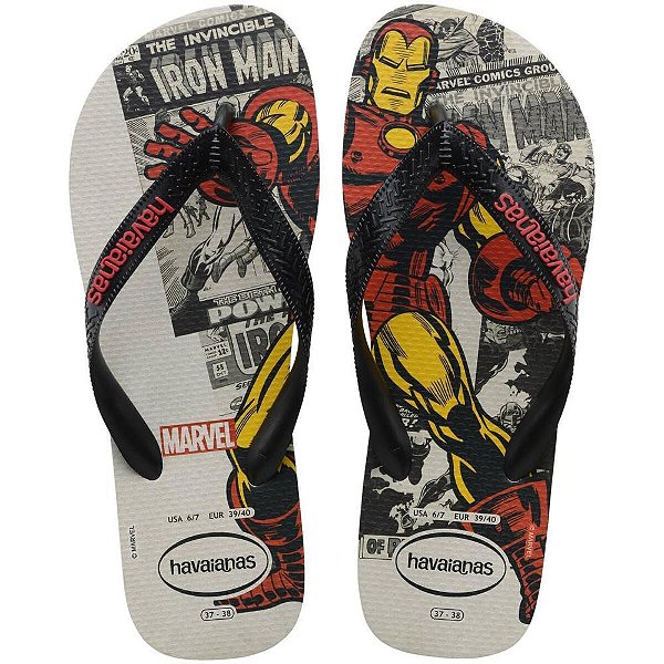 Chinelo Havaianas Licenciado Marvel Classics 37/8 Cinza PAR