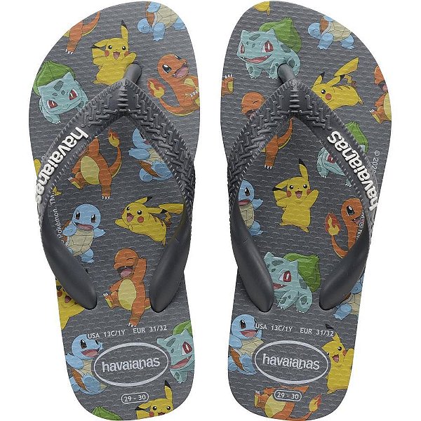 Chinelo Havaianas Licenciado Pokemon 39/0 Novo Grafite PAR